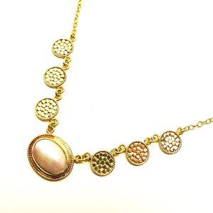ANNA BECK Sterling Silver 18K Gold Iridescent Mabe Pearl Pendant Necklace